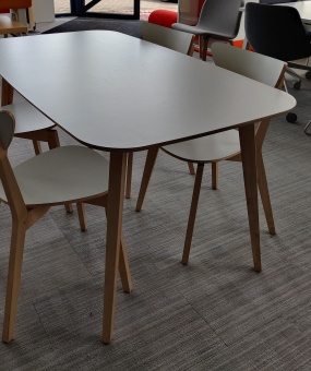 Zestaw krzesła i stół IKEA Nordmyra 145x85 biały/brzoza nogi