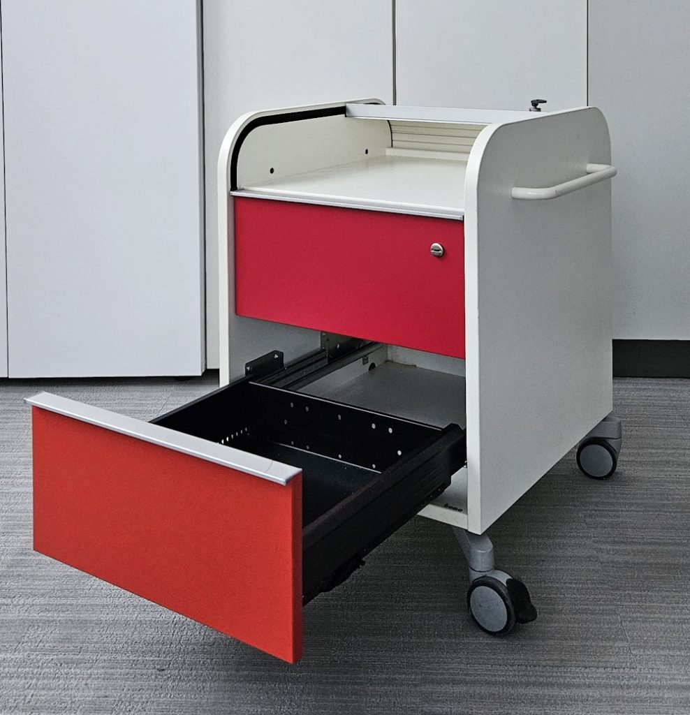 Kontenerek/szafka Bene  mobilna Caddy mini 61x43x50 biała i czerwona