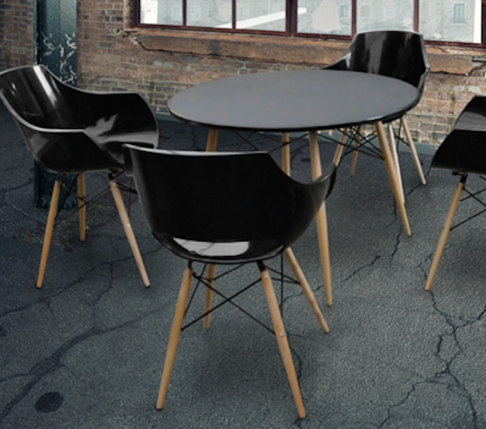 Stół kantyna FUSION śr. 100 cm czarny nogi drewniane stelaż metalowy