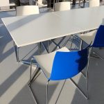 Stolik BENE 80x80 biały baza chrom krzyżak