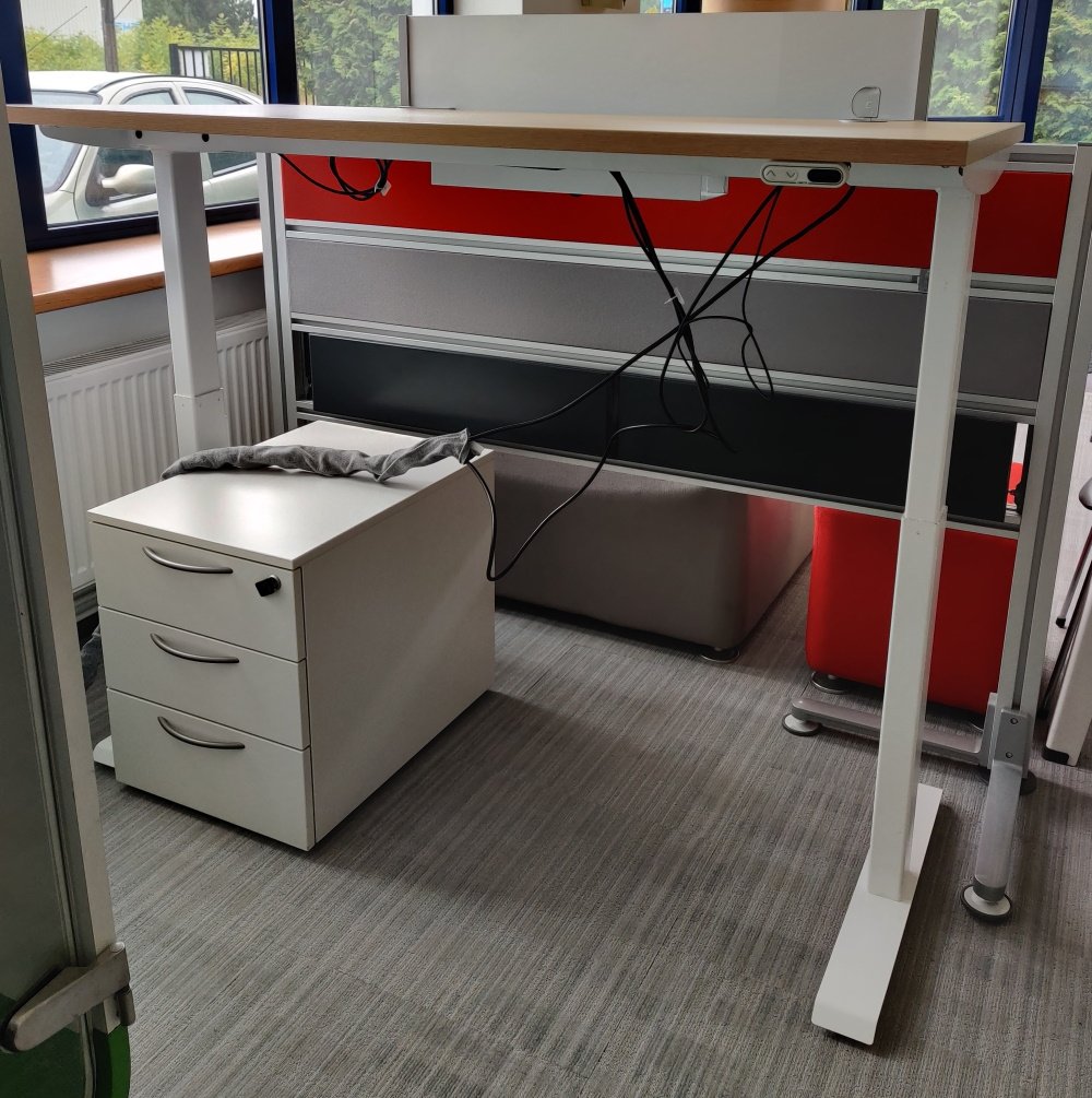 Biurko elektryczne FURNIKO 160x80(76) dąb bielony LINAK