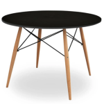 Stół kantyna FUSION śr. 100 cm czarny nogi drewniane stelaż metalowy