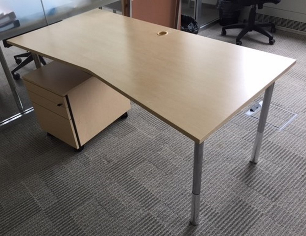 Biurko Martela Pinta 160x80 wcięcie brzoza chrom