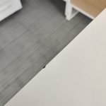 Stolik kantyna 80x80 biały, czarna doklejka