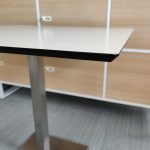 Stolik kantyna 80x80 biały, czarna doklejka