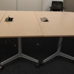Stół mobilny WERNDL półkole śr. 160 cm dąb
