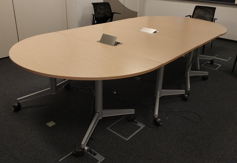 Stół mobilny WERNDL półkole śr. 160 cm dąb