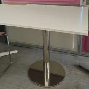 Stół kwadratowy 80x80 biały noga talerz chrom
