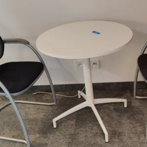 Stolik  biały śr. 70 cm, biała baza  4-ramienna