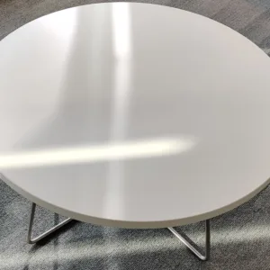 Stolik kawowy Bene śr. 80 cm, wys. 40 cm biały stalowa baza