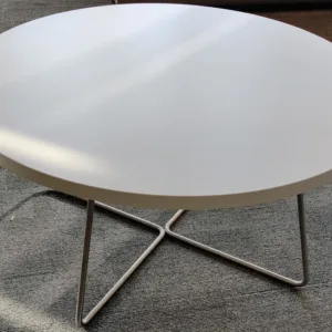 Stolik kawowy Bene śr. 80 cm, wys. 40 cm biały stalowa baza
