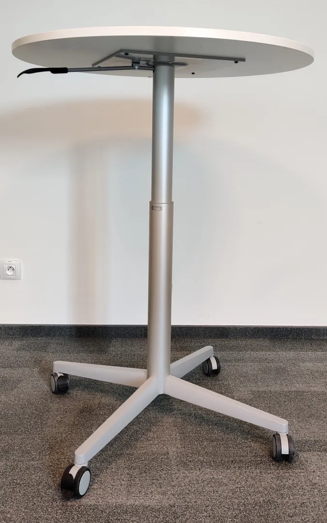 Stolik pneumatyczny BENE śr. 80 cm biały