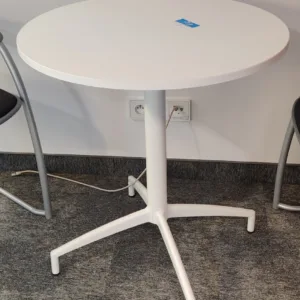 Stolik  biały śr. 70 cm, biała baza  4-ramienna