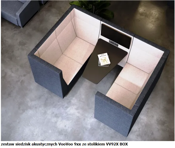 Sofa Bejot Voo Voo szaro-zielona U ze stolikiem 170x240 wys. 130