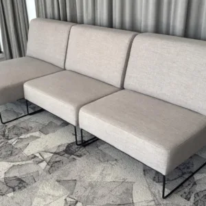 Sofa 3 modułowa beżowo szara z szezlongiem