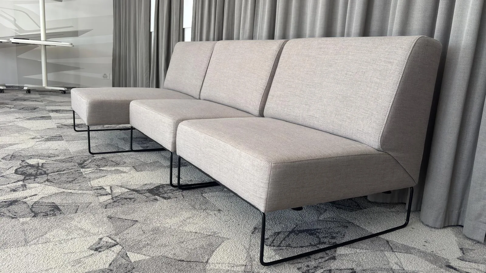 Sofa 3 modułowa beżowo szara z szezlongiem